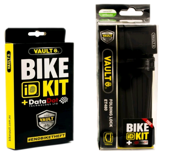 VAULT Folding Lock Black w/ DataDot Bike ID Kit